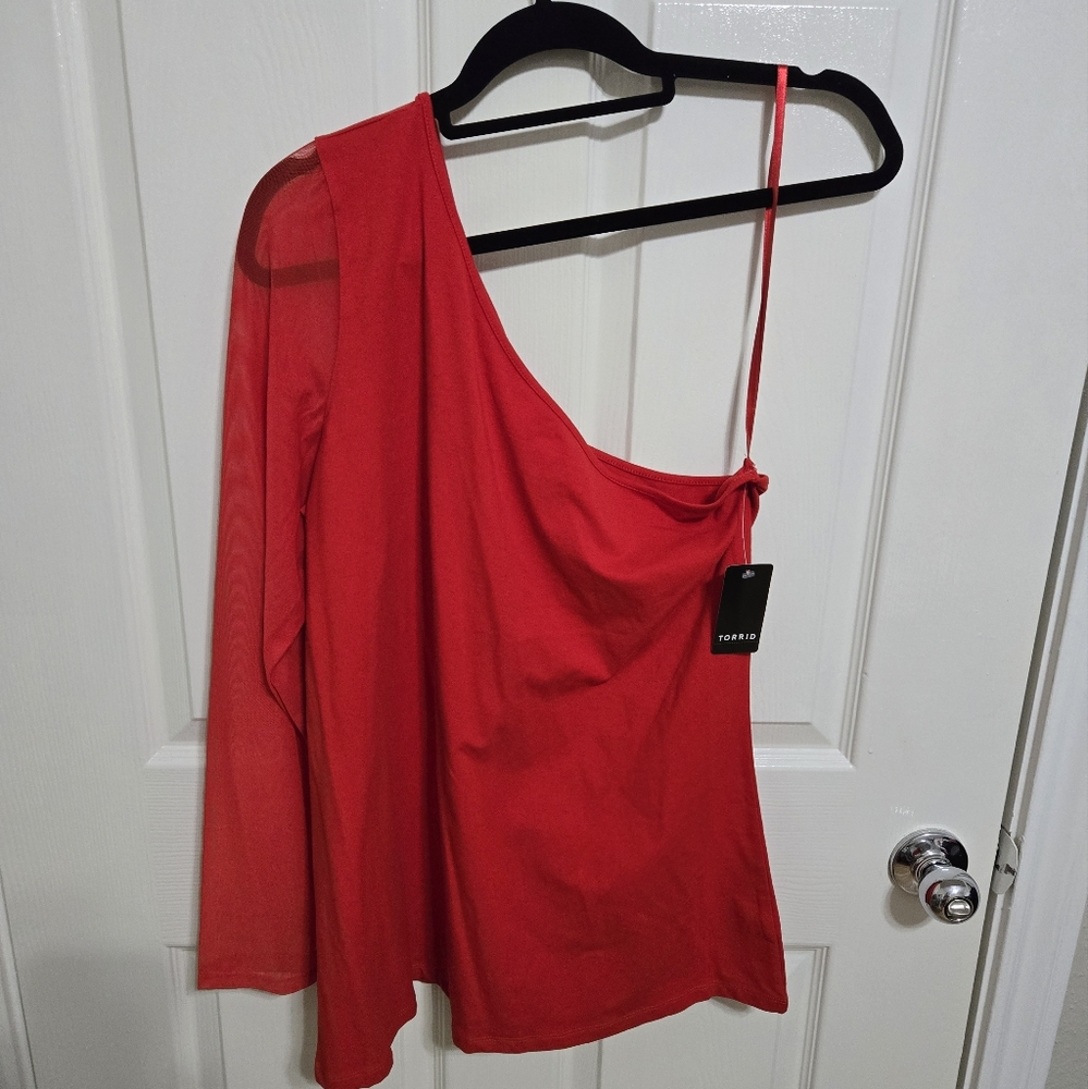 Torrid mesh one shoulder foxy top